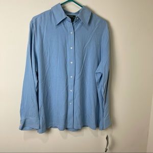 Ralph Lauren | Long Sleeve Baby Blue Long Sleeve Silk Blouse Women's XL